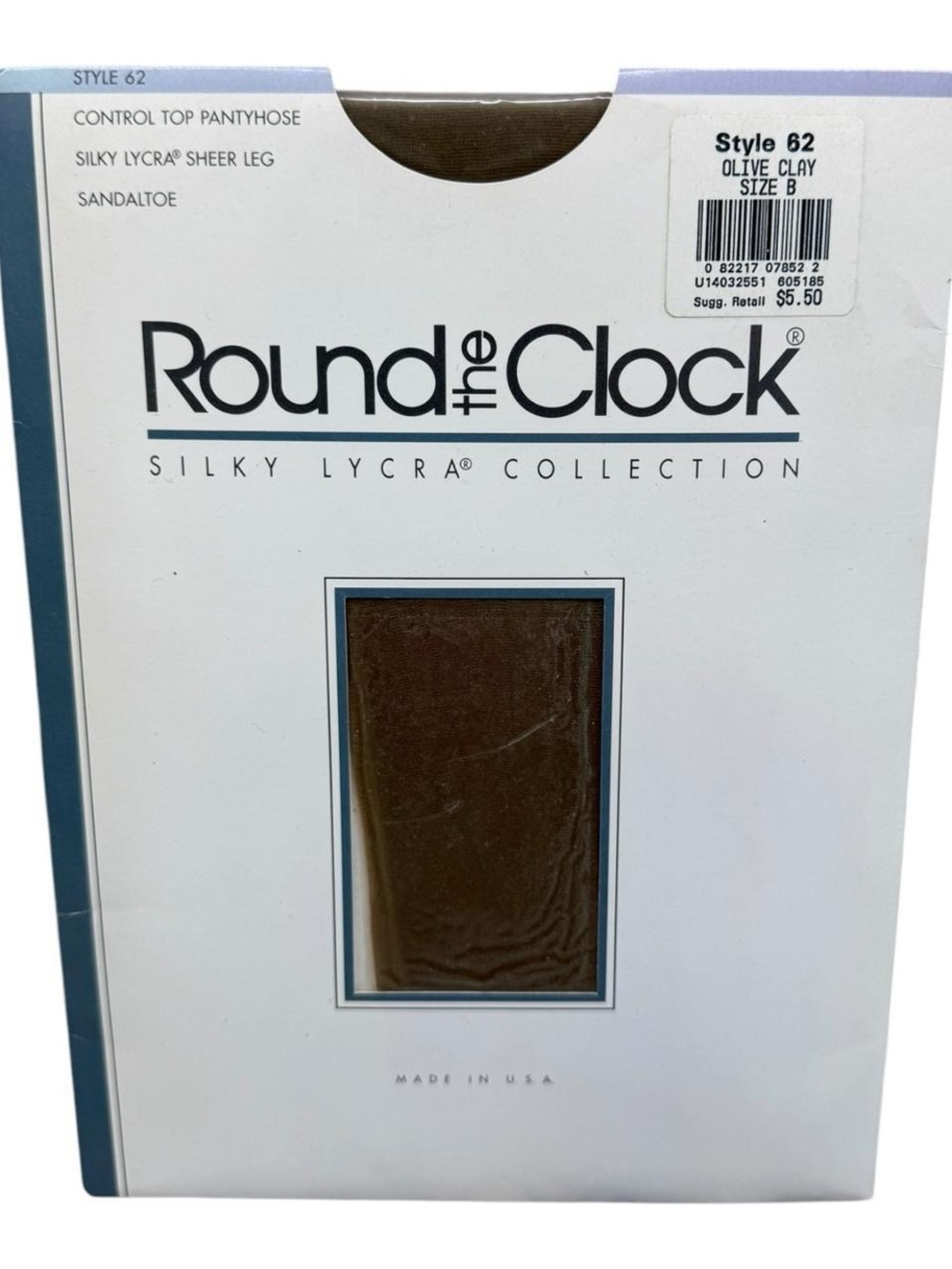 Round the clock control top pantyhose silky Lycra Style 62 Size B Olive Clay